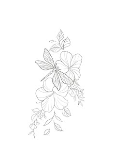 a line drawing of flowers on a white background