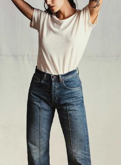 imogene + willie · wyatt montrose Fitted Cutoff Everyday Jeans, Classic Fitted Cutoff Jeans, Casual Dark Wash Deconstructed Jeans, Imogene Willie, Letting Your Guard Down, Perfect Jeans, Summer Clothes, Vintage Jeans, Above The Knee