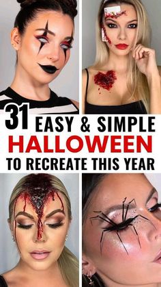 Easy Women Halloween Makeup, Easy Halloween Scary Makeup, Scary Ballerina Makeup, Couples Halloween Costume Makeup, Easy Gory Halloween Makeup, Dark Eye Makeup Halloween, Spooky Halloween Makeup Easy, Halloween Prom Queen Makeup, Voodoo Doll Makeup Easy