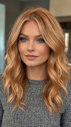 fall hair colors copper blonde Fall Strawberry Blonde Hair, Fall Strawberry Blonde Hair Color, Blonde Hair Color Fall, Hair Color For Warm Skin Tones, Fall Hair Colors Copper, Hair Colors For Fall, Hair Color Fall, Copper Blonde Hair Color, Light Auburn Hair