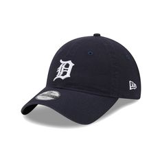 Grab a timeless touch of Detroit Tigers flair perfect for game day with this Team 9TWENTY hat from New Era. It features fresh Detroit Tigers embroidery and a classic design, making it easy to pair with any outfit. Its adjustable strap ensures the perfect fit.Grab a timeless touch of Detroit Tigers flair perfect for game day with this Team 9TWENTY hat from New Era. It features fresh Detroit Tigers embroidery and a classic design, making it easy to pair with any outfit. Its adjustable strap ensures the perfect fit.PRODUCT FEATURESUnstructured relaxed fitSix panels with eyeletsOne size fits mostWipe clean with a damp clothOfficially licensedLow crownBrand: New EraEmbroidered graphics with raised detailsAdjustable fabric strap with slide buckleCurved billImportedMaterial: 100% Cotton Size: One Classic Baseball Cap For Fan Gear, Classic Curved Brim Hat For Fan Gear, Collegiate Baseball Hat With Curved Brim, Classic Cap For Game Day, Navy Curved Brim Hat For Game Day, Navy Cap For Fan Gear, Navy Fan Gear Cap, Navy Fan Merchandise Cap, Classic Navy Hat With Curved Visor