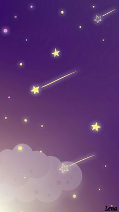 a purple background with stars and clouds in the sky