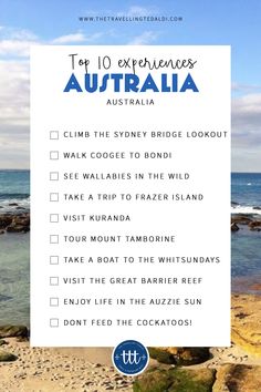 the top 10 experiences in australia