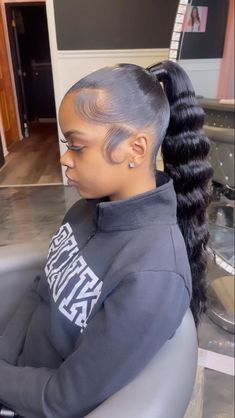 Ponytail With Bundles, Kids Ponytail Hairstyles Black, Ponytail Edges, Cute Ponytail Styles, Invisible Ponytail, Long Ponytail Hairstyles, Cute Ponytail Hairstyles, Beenie Man