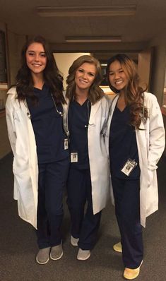 three women in scrubs are posing for a photo with the caption halloween idea