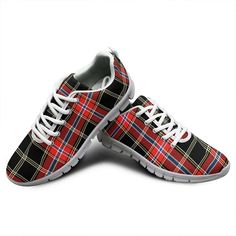 Norwegian Night Tartan Plaid Sneakers Comfortable Red Mesh Sneakers, Casual Red Breathable Custom Sneakers, Low-top Fabric Sneakers For Sports, Sporty Fabric Sneakers For Sports, Comfortable Black Fabric Sneakers, White Fabric Sporty Sneakers, White Sporty Fabric Sneakers, Casual Breathable Mesh Custom Sneakers, Casual Mesh Custom Sneakers For Light Sports