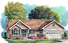 this is an artist's rendering of these ranch house plans for the future family