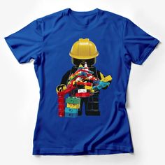 Lego Builder Graphic T-Shirt, Colorful Construction Toy Print for Kids and Adults Female T-Shirt Custom graphic T-Shirt.Customize your color Graphic Tee With Crew Neck For Playtime, Funny Blue Tops For Playtime, Blue Pre-shrunk T-shirt For Playtime, Funny Graphic Print T-shirt For Playtime, Crew Neck T-shirt With Character Print For Playtime, Pre-shrunk Blue T-shirt For Playtime, Playful Crew Neck T-shirt For Playtime, Fun T-shirt With Funny Print For Playtime, Fun Character Print T-shirt For Playtime