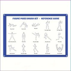 the figure poses brush set reference guide is shown in blue and white, with instructions on how to do it