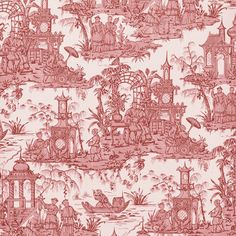 P2020110 19 Pagoda Toile Paper Garnet By Lee Jofa Lee Jofa Wallpaper, Wallpaper For Small Bathrooms, Wallpaper Swatches, Eclectic Wallpaper, Elegant Living Room Design, Blue Chinoiserie, Wallpaper Red, Chinoiserie Wallpaper, Blue Theme