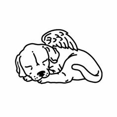 a black and white drawing of a dog laying down with its head on his owner's chest