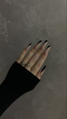 Black Acrylic Nail Designs, Black Acrylic Nails, Punk Nails, Edgy Nails, Goth Nails, Nails Only, Soft Nails, Fire Nails, Pretty Acrylic Nails