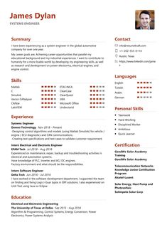 a professional resume template with red accents