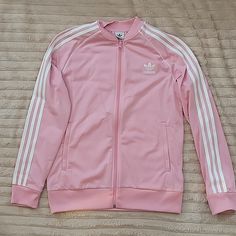 Adidas Big Girl Pink Zip Up Jacket Sz L. Nwot. Zippered Pockets. Light Weight. Pink Sporty Long Sleeve Outerwear, Adidas Long Sleeve Track Jacket For Spring, Adidas Long Sleeve Spring Track Jacket, Pink Long Sleeve Track Jacket For Spring, Trendy Pink Long Sleeve Track Jacket, Fitted Pink Casual Track Jacket, Pink Winter Outerwear With Ribbed Cuffs, Spring Pink Long Sleeve Track Jacket, Pink Adidas Sporty Outerwear