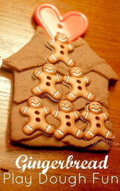 gingerbread play dough fun for kids to make with the cookie cutters and glue