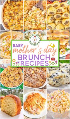 easy mother's day brunch recipe collage with images in the middle