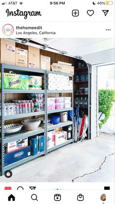 the inside of a store with shelves full of items and supplies on it's sides