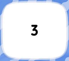 the number three is in front of a blue and white background