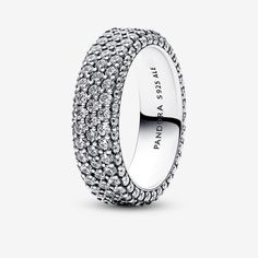 Pandora Timeless Pavé Triple-row Ring | Sterling silver | Pandora US Charms Disney, Pandora Pave, Pandora Essence, Charms Pandora, Bracelet Tennis, Bracelet Pandora, Pandora Rings, Pave Ring, Ring Size Guide