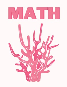 a pink tree with the words math on it's bottom and bottom corner in red