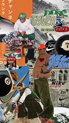 collage of various images including skateboarders and other things that appear to have been altered