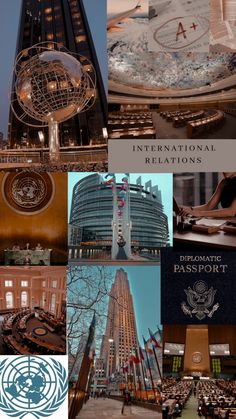 the collage shows images of international relationss and their respective locations in different countries