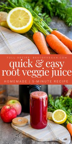 5-Minute Root Vegetable & Celery Juice (Easy Recipe) Refined Sugar Free Recipes, Breakfast Juice, Veggie Juice, Quick Easy Vegan, Energy Booster, Vegan Drinks, Root Vegetable, Celery Juice, Healthy Drink