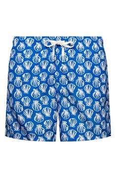 These printed swim trunks made of lightweight, quick-drying fabric sport a roomy fit and back pocket for essentials. Elastic/drawstring waist Back zip pocket Mesh liner 100% polyester Machine wash, line dry Made in Italy Blue Swimwear For Summer Travel, Blue Beachwear Swimwear For Outdoor, Blue Beachwear For Outdoor, Blue Swimwear For Beach Season Travel, Casual Blue Swimwear For Travel, Blue Beachwear Shorts With Side Pockets, Blue Swim Trunks With Functional Drawstring For Summer, Blue Swim Trunks With Side Pockets For Vacation, Beachwear Swim Trunks With Pockets For Pool