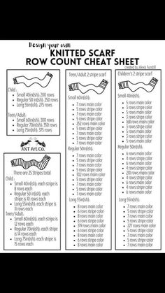 the instructions for how to knit scarf and how to sew it on your sewing machine