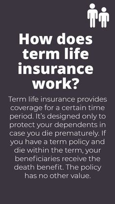 an advertisement with the words how does term life insurance work?