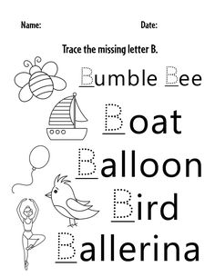 the letter b worksheet for children to learn how to write and draw letters