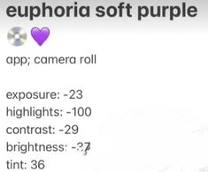 an advertisement for the camera roll app on a computer screen with text that reads, euphrid soft purple