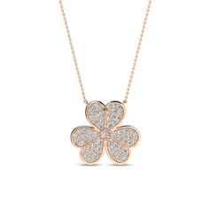 This Lucky Necklace showcases a floral motif with each petal embellished in diamond accents that capture the timeless beauty of blossoms. The floral diamond necklace design symbolizes luck and prosperity, making it a thoughtful and cherished gift. Exquisite Diamond Flower-shaped Jewelry, Luxury Flower Shaped Jewelry With Diamond Accents, Luxury Flower-shaped Jewelry With Diamond Accents, Diamond Necklace With Flower Shape And Diamond Accents, Flower Shaped Diamond Necklace For Anniversary, Diamond Flower-shaped Necklace With Diamond Accents, Fine Jewelry Diamond Flower Jewelry, Luxury Flower Shaped Jewelry With Pave Setting, Elegant Flower Shaped Jewelry With Single Cut Diamonds