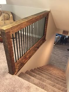 the stairs are made out of wood and metal