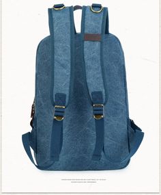 Mens 14 Inches Laptop Canvas Backpack Blue Canvas Bag With Zipper Closure, Blue Canvas Backpack For Daily Use, Blue Cotton Backpack For Daily Use, Large Capacity Cotton Backpack For Back To School, Casual Blue Laptop Bag For School, Back To School Large Capacity Cotton Backpack, Casual Cotton Student Backpack, Blue Canvas Bag With Zipper Pocket For School, Cotton Canvas Bag With Zipper Closure For School