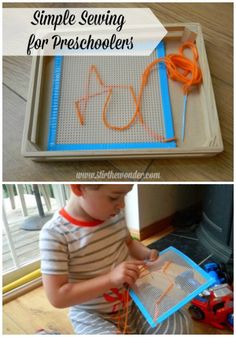 a boy is sitting on the floor and playing with an activity book that includes scissors