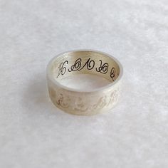 Date Ring, Monogram Necklace Gold, Paint Font, Edwardian Ring, Name Ring, Fingerprint Jewelry, Bespoke Rings, Monogram Ring, Name Rings