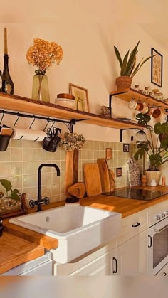 the kitchen is clean and ready to be used as a place for cooking or baking