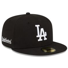 Rep the Los Angeles Dodgers in style with this 59FIFTY Fitted Hat from New Era x Undefeated. The hat features a color contrast undervisor to add some flair to your classic game day look. The hat displays embroidered Los Angeles Dodgers graphics so that everyone will be able to see your unwavering devotion for your favorite MLB team! Casual Brimmed Fitted Hat For Baseball Season, La Dodgers Hat Outfit, Hat Displays, Custom Fitted Hats, Swag Hats, Nike Shoes Women Fashion, New York Yankee Hat, Dodger Hats, Popular Hats