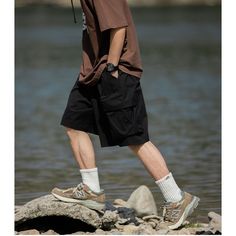 Summer Casual Elastic Waist Cargo Shorts Fabric: 100%polyester Size: M, L, XL, 2XL, 3XL Multiple Color Selections: Black, Khaki, Coffee  Season: Summer Dance Pants Hip Hop, Dance Pants, Shorts Sweatpants, Tactical Pants, Solid Color Shirt, Outdoor Jacket, Pullover Shirt, Beach Shorts, Cardigan Tops