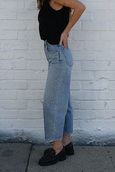 Cropped relaxed fit tapered jeans from sustainable denim brand Etica Sustainable Denim, Designer Hair Accessories, Textile Manufacturing, Cropped Wide Leg Jeans, Essential Dress, Genetically Modified, Denim Branding, Tapered Jeans, Cargo Jeans