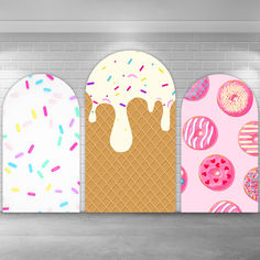 Donuts Ice Cream Candy Theme Arch Backdrop Covers Candy Baby Shower Theme, Two Sweet Party 2nd Birthday Ideas, Candy Themed Baby Shower Ideas, Candy Theme Birthday Party Decorations, Two Sweet Backdrop, Sweet One Backdrop, Candy Land Theme Baby Shower Ideas, Candy Land Theme Decorations, Candy Theme Backdrop