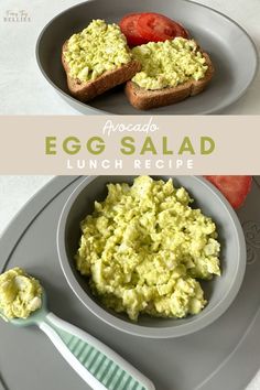 an egg salad is in a bowl on a plate