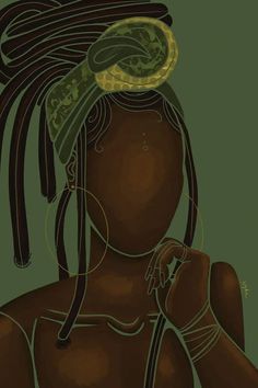 a drawing of a woman with dreadlocks on her head holding a cell phone to her ear