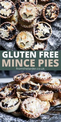 gluten free mince pies on a platter with text overlay