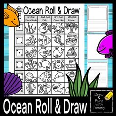 an ocean roll and draw game with fish, corals, and other marine creatures