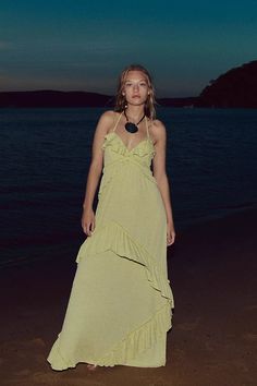 Santa Luz Maxi | Free People Backless Design, Lemon Grass, Ruffle Trim, The Dress, Everyday Wear