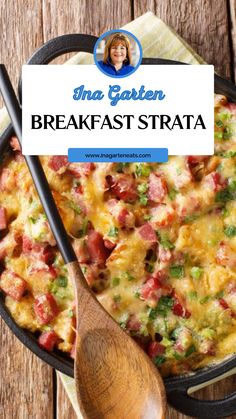 Ina Garten Breakfast Strata Brunch Egg Bake Recipes, Best Breakfast Strata Recipes, Bacon And Cheese Breakfast Strata, Breakfast For 8 People, Breakfast Recipes With Sourdough Bread, Sourdough Bread Breakfast Casserole, Ina Garden Brunch Recipes, Christmas Morning Strata, Ina Garten Breakfast Casserole