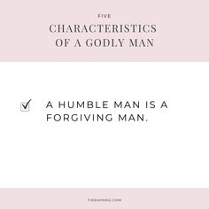 the text reads five characteristics of a godly man, a humble man is a teachable man