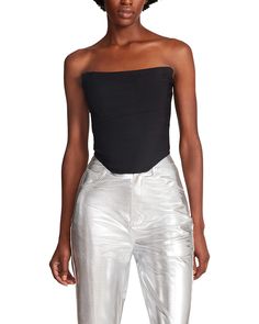 Steve Madden Dahlia Top | 6pm Madden Nyc, Orange Crop Top, Mesh Corset, Strapless Corset, Corset Crop Top, Sweater Crop, Stretch Top, Crop Top Shirts, Long Crop Top